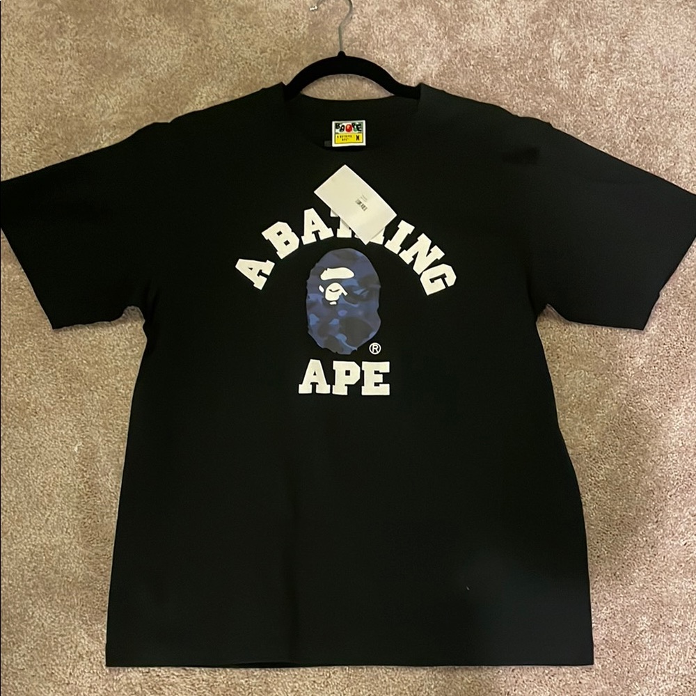COPY - A Bathing Ape Black T-Shirt with Blue Camo Logo